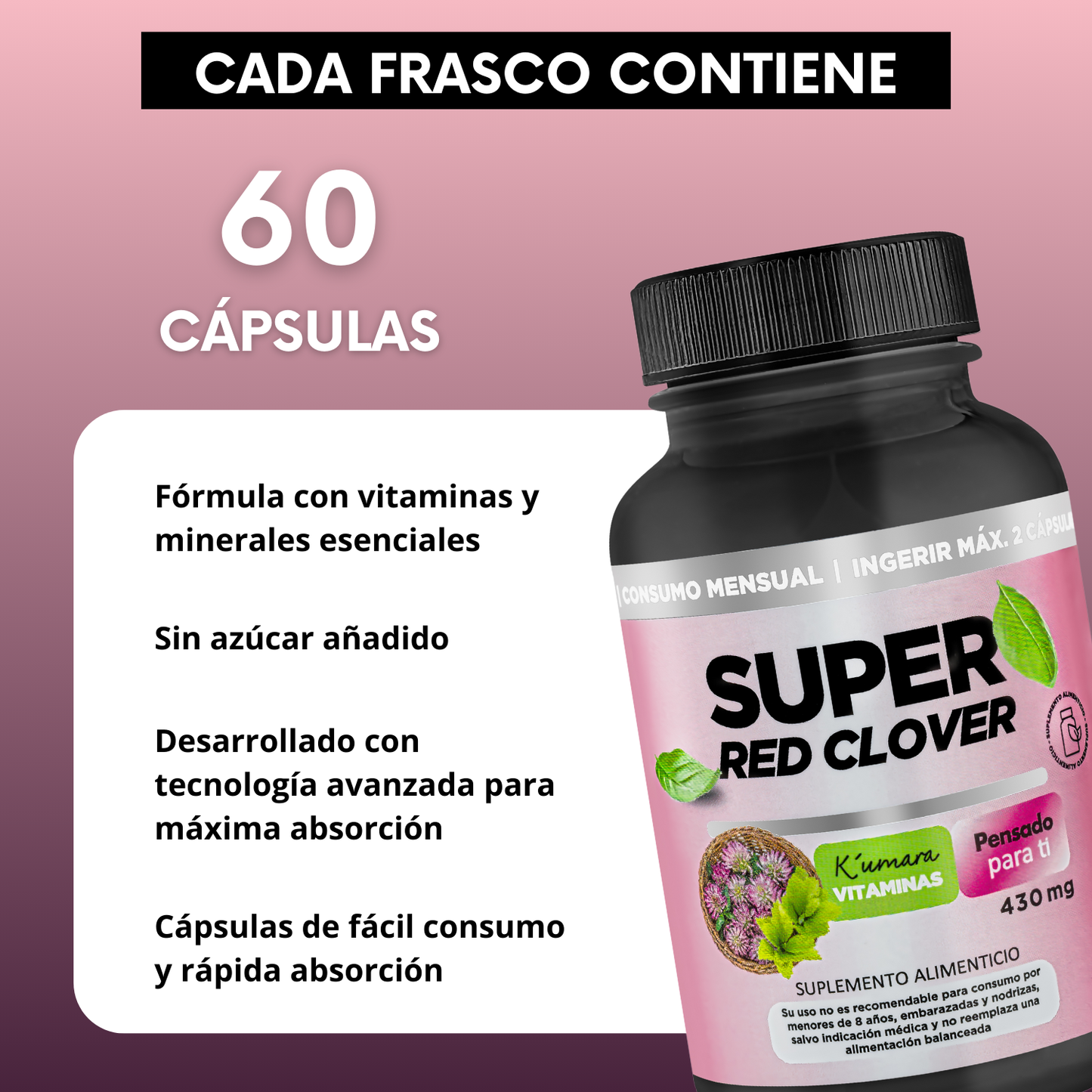 "Ultimas unidades"      Recupera tu Energía y Equilibrio Hormonal con Super Red Clover 🌸